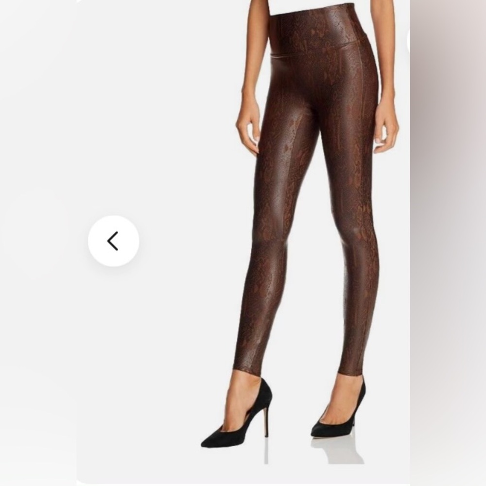 SPANX FAUX LEATHER SNAKESKIN LEGGINGS XS